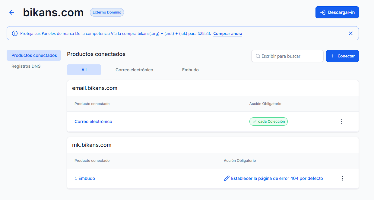 Connect domain subdomain and email subdomain